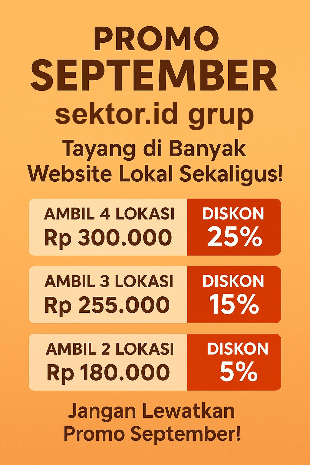 Promo Spesial September – Tayang di Banyak Website Lokal Sekaligus